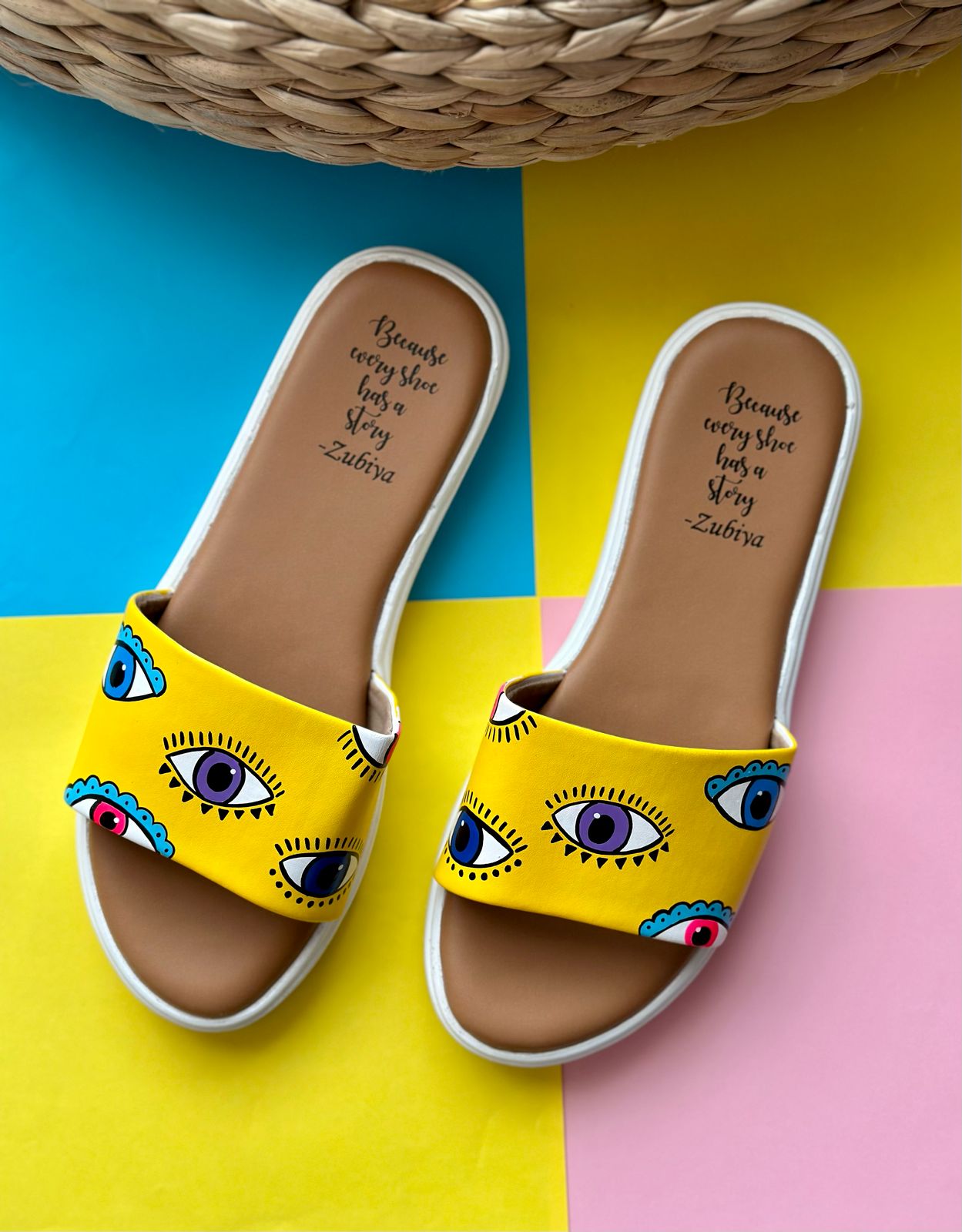Evil Eye Yellow White Base Slides