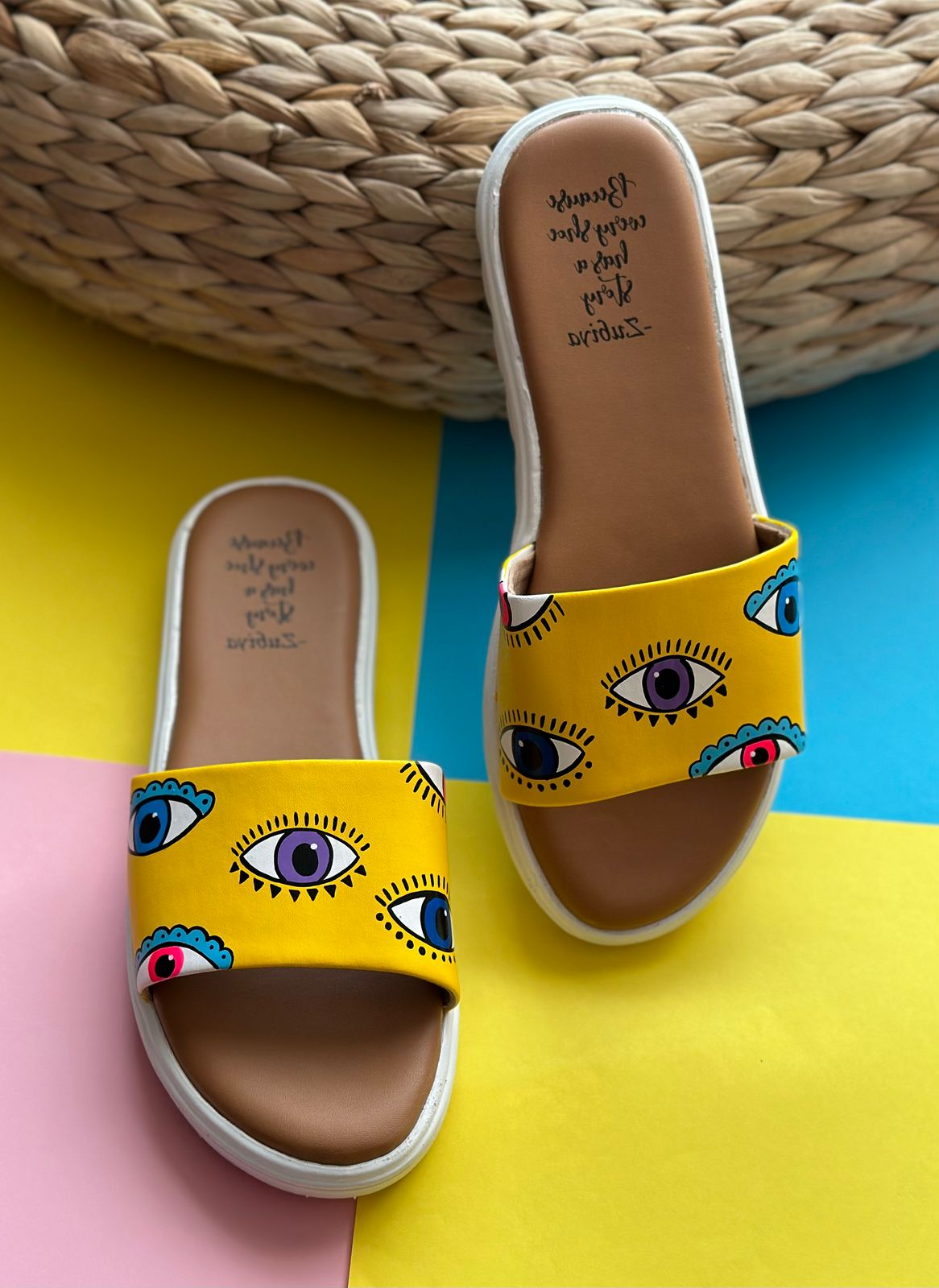 Evil Eye Yellow White Base Slides