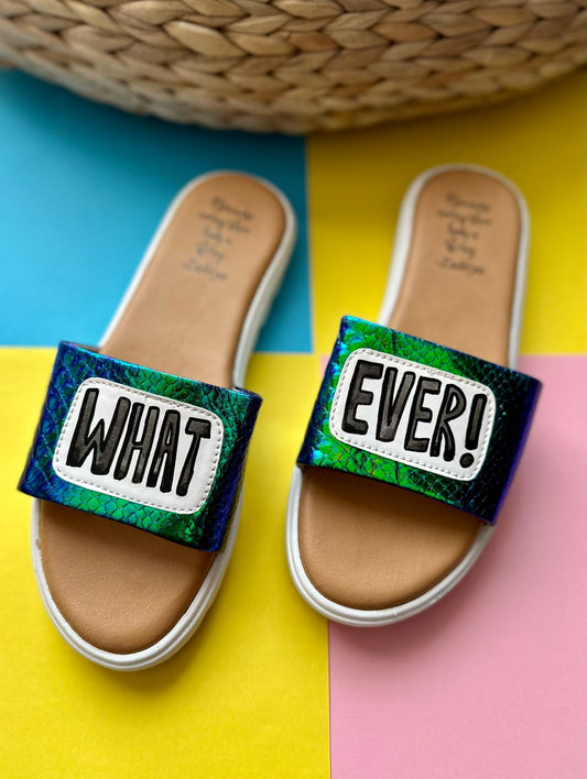 Whatever Blue Holographic White Base Slides