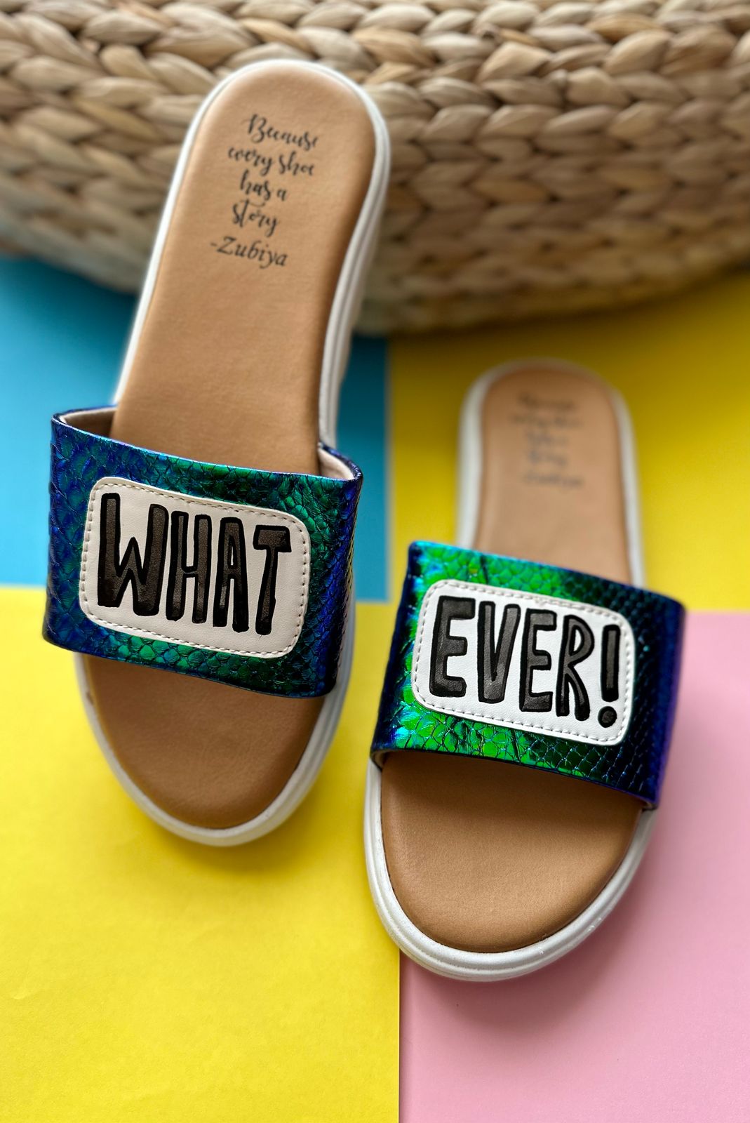 Whatever Blue Holographic White Base Slides