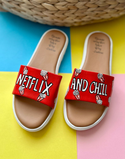 Netflix & Chill Red White Base Slides