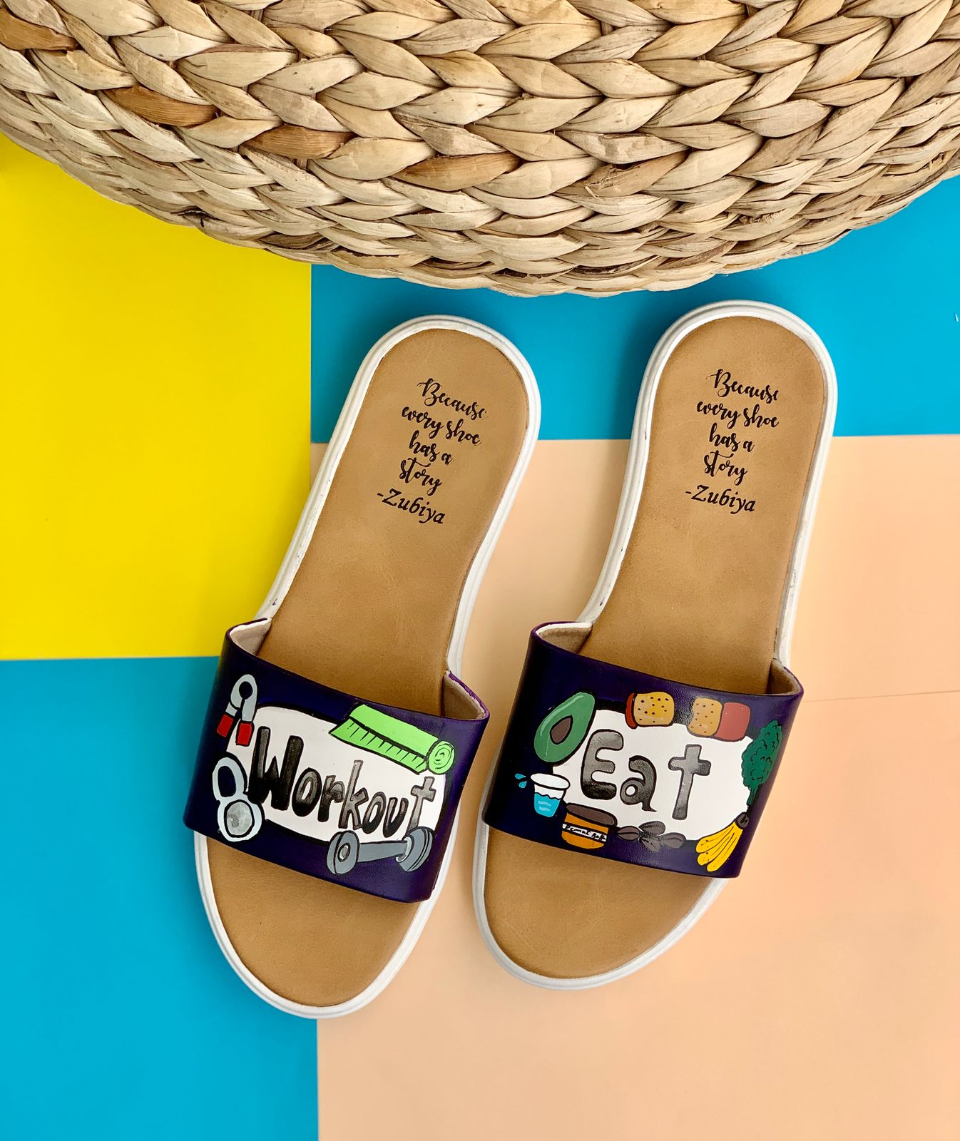 Workout & Eat Handpainted Footwear-White Base