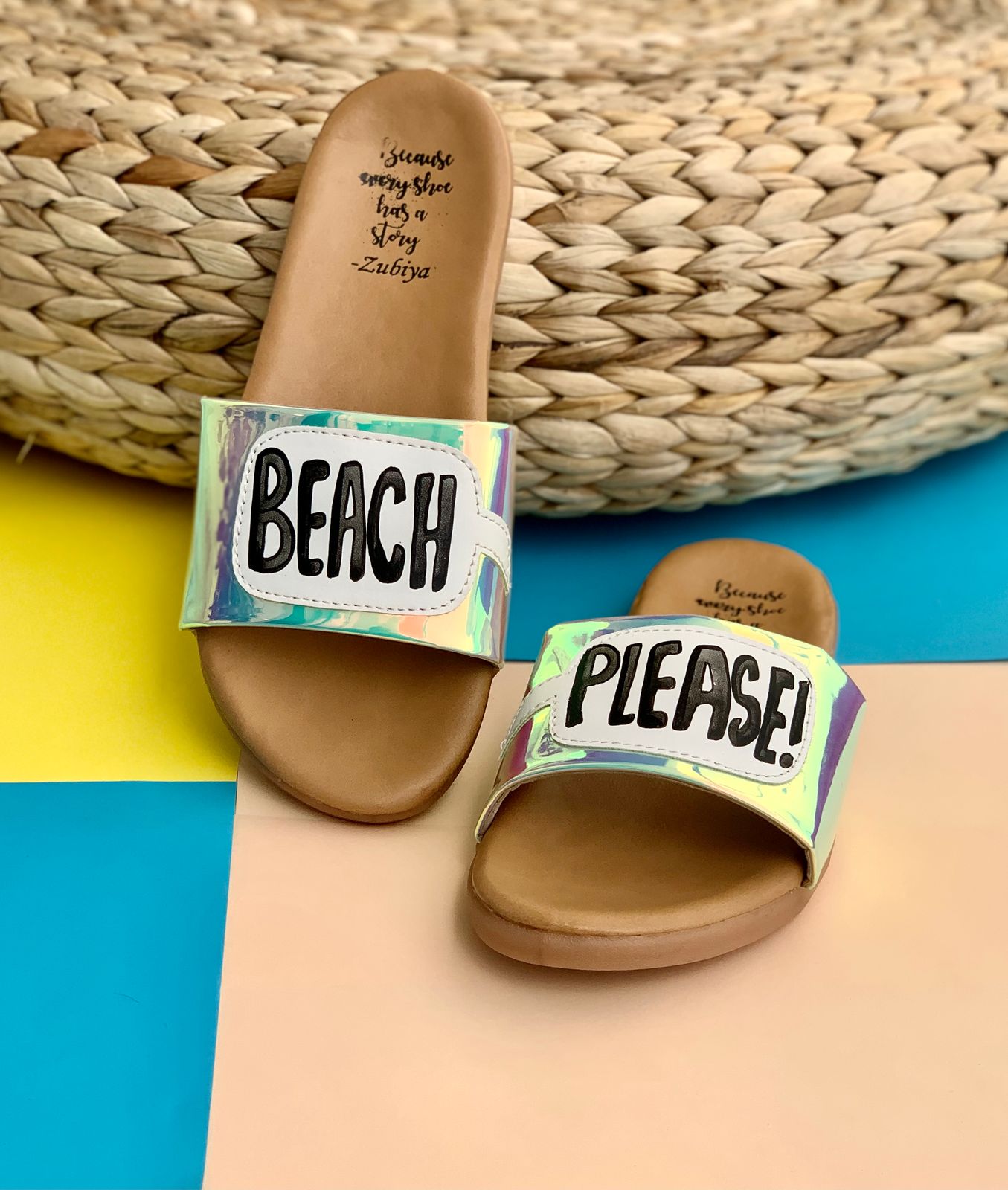 Beach Please Handpainted Footwear-Brown Base