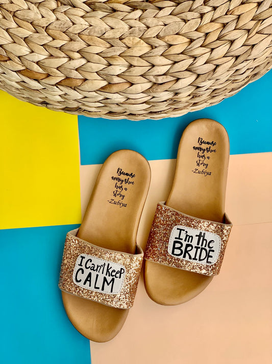I Cant Keep Calm Bride Gold Gllitter Brown Base