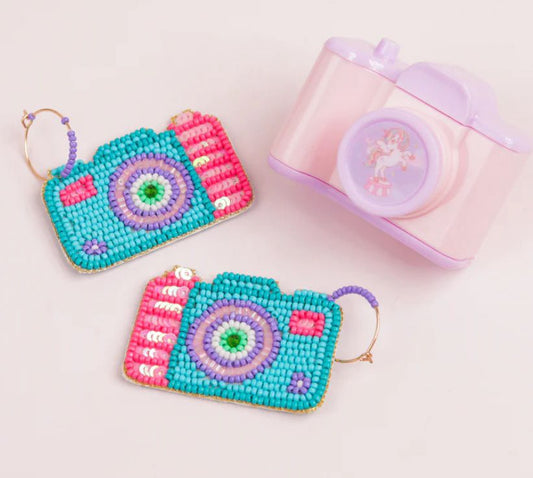 Camera Beaded Earrings