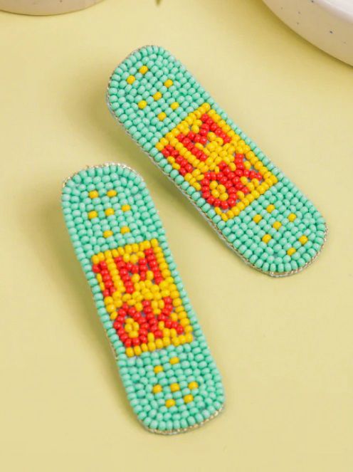 Band-Aid I'm Ok Beaded Earrings