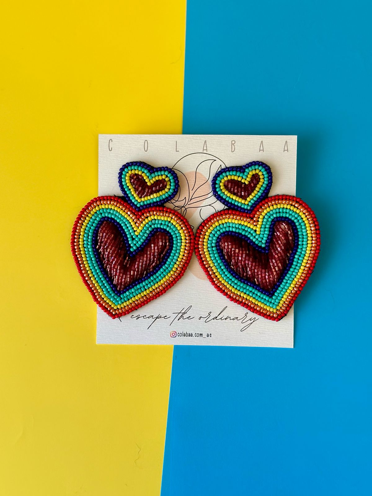 Pride Heart Multicolored Beaded Earrings