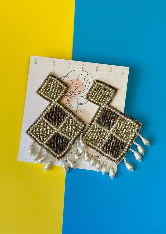 Multicolor Square Beaded Earrings