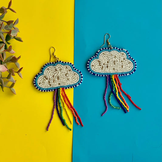 Cloud Shape Beaded Drop Earrings