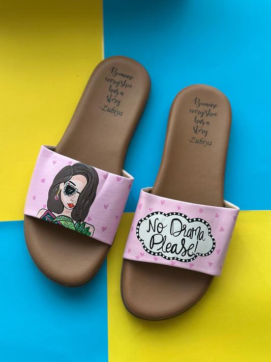 No Drama Please Handpainted Footwear-Brown Base