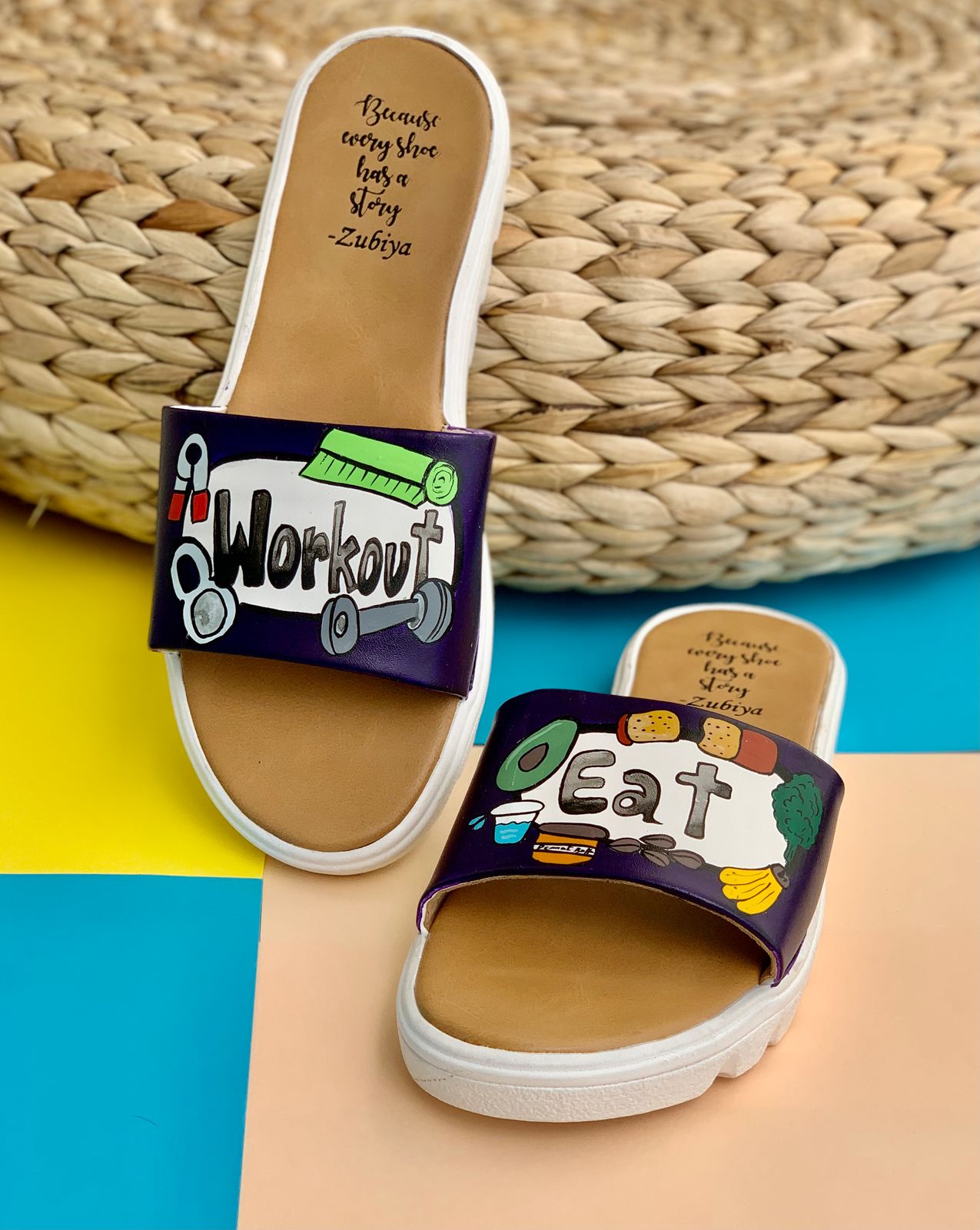 Workout & Eat Handpainted Footwear-White Base