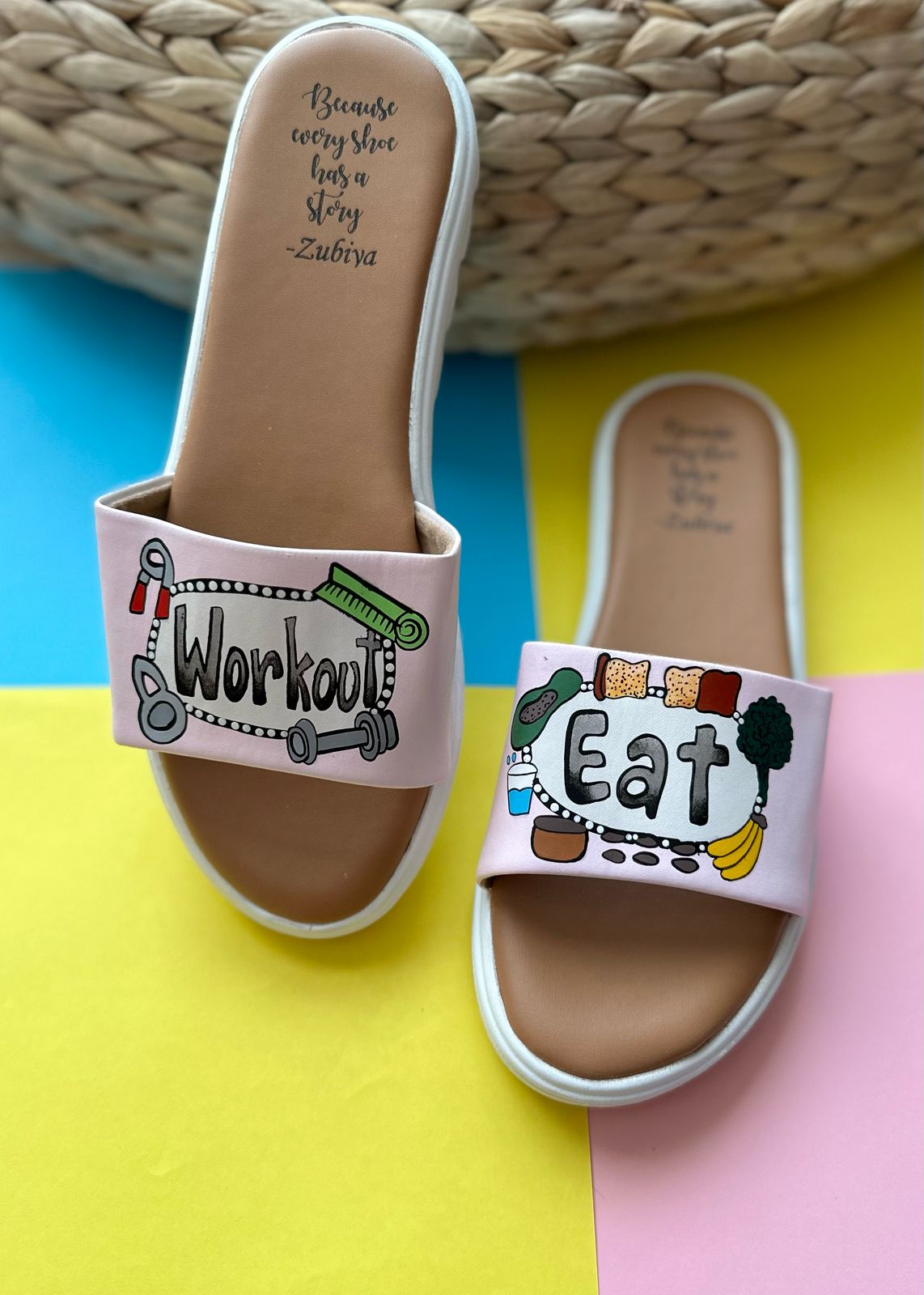 Workout & Eat Handpainted Footwear-White Base